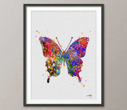 Butterfly 2 Watercolor Print Wedding Gift Archival Fine Art Print Nursery Children's Wall Art Wall Decor Art Home Decor Wall Hanging No 242 - CocoMilla