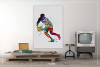 Rugby Player Watercolor Print Rugby Player Man Boy Nursery Dorm Room Ball Poster Wall Art Wall Decor Run With Your Heart Sport Wall Art-308 - CocoMilla