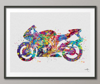 Motorbike Sport Watercolor Print Sport Bike Motorcycle Rider Dirt Bike Motorbike Rider Stunt Racing Bike Motocross Poster Wall Art Decor-223 - CocoMilla