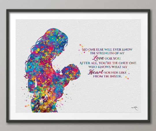 Mother and Baby Quote Watercolor Print Mother and Son Mother and Daughter Mother and Children Mother and Kids Baby Shower No one Else-1668 - CocoMilla