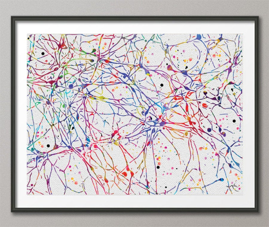 Dopaminergic Neurons Watercolor Print Dopamine System Science Gift Neurology Medical Art Wall Art Office Laboratory Clinic Decor Doctor-1419 - CocoMilla