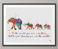 Elephant Family Mom and Babys Quote Art Print Watercolor Painting Wedding Gift idea Wall Art Wall Decor Art Home Decor Wall Hanging No 712 - CocoMilla