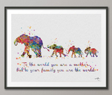 Elephant Family Mom and Babys Quote Art Print Watercolor Painting Wedding Gift idea Wall Art Wall Decor Art Home Decor Wall Hanging No 712 - CocoMilla