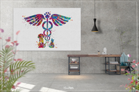 Veterinary Caduceus Watercolor Print Clinic Wall Art Cat Dog Animal Gift Veterinarian Office Vet Clinic Decor Animal Hospital Decor-315 - CocoMilla