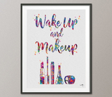 Wake Up and Makeup Quote Cosmetic Watercolor Print Wall Art Poster Wall Decor Art Beauty Salon Home Decor Cosmetics Wall Hanging [NO 785] - CocoMilla