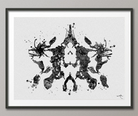 Rorschach Inkblot Test Card 10 Black Watercolor Print Psychology Psychiatry Wall Art Psychotherapist Psychologist Office Medical Art-1284 - CocoMilla