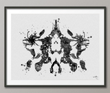 Rorschach Inkblot Test Card 10 Black Watercolor Print Psychology Psychiatry Wall Art Psychotherapist Psychologist Office Medical Art-1284 - CocoMilla
