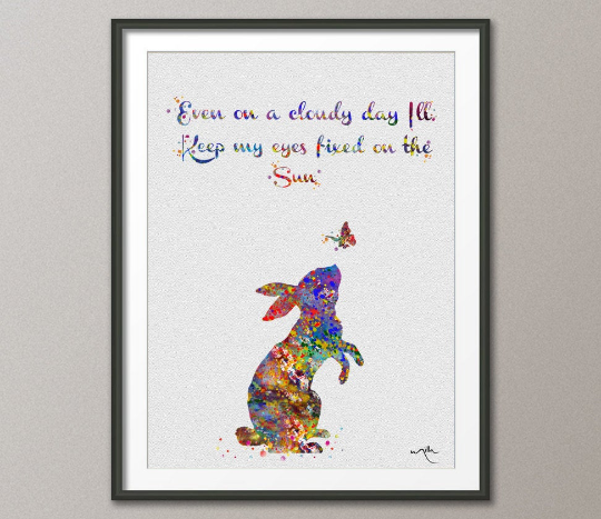 Even on a inspirational Quote art for Kids Girls Boys Watercolor Rabbit Bunny Art Print Wall Decor Art Home Wedding Gift Wall Hanging-364 - CocoMilla