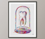 Human Tooth in Glass Dome Watercolor Print Tooth Anatomical Art Dental Clinic Decor Dentistry Office Graduaiton Dentist Gift Doctor Art-151 - CocoMilla