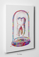 Human Tooth in Glass Dome Watercolor Print Tooth Anatomical Art Dental Clinic Decor Dentistry Office Graduaiton Dentist Gift Doctor Art-151 - CocoMilla