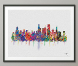 Chicago Skyline Watercolor illustrations Art Print Wall Wedding Gift Poster Giclee Wall Decor Art Home Decor Wall Hanging No 324 - CocoMilla