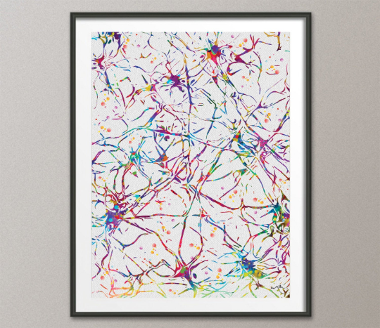 Neural Network Watercolor Print Abstract Medical Art Science Art Neurology Human Brain Psychiatry Therapy Art Doctor Poster Neuron Art-1067 - CocoMilla