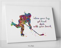 Ice Hockey Player Girl Quote Watercolor Print Ice Skating Skater Female Woman Mom When your legs get tired Quote Hockey Sports Wall Art-660 - CocoMilla