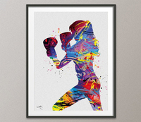 Boxing Girl Watercolor Print Martial Arts Nursery Fight Sports Gift Art Wall Art Wall Decor Female Woman Fighter Gift Sport Wall Hanging-930 - CocoMilla