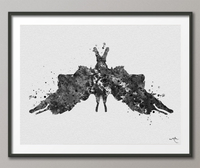 Rorschach Inkblot Test Card 5 BW Watercolor Print Psychology Psychiatry Psychotherapist Psychological Psychologist Clinic Medical Art-1315 - CocoMilla