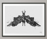 Rorschach Inkblot Test Card 5 BW Watercolor Print Psychology Psychiatry Psychotherapist Psychological Psychologist Clinic Medical Art-1315 - CocoMilla