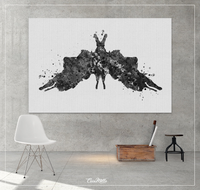 Rorschach Inkblot Test Card 5 BW Watercolor Print Psychology Psychiatry Psychotherapist Psychological Psychologist Clinic Medical Art-1315 - CocoMilla