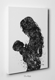 Mother and Baby Black White Watercolor Print Mother and Son Mother and Daughter Mother and Children Mother and Kids Baby Shower Midwife-1667 - CocoMilla