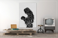 Mother and Baby Black White Watercolor Print Mother and Son Mother and Daughter Mother and Children Mother and Kids Baby Shower Midwife-1667 - CocoMilla