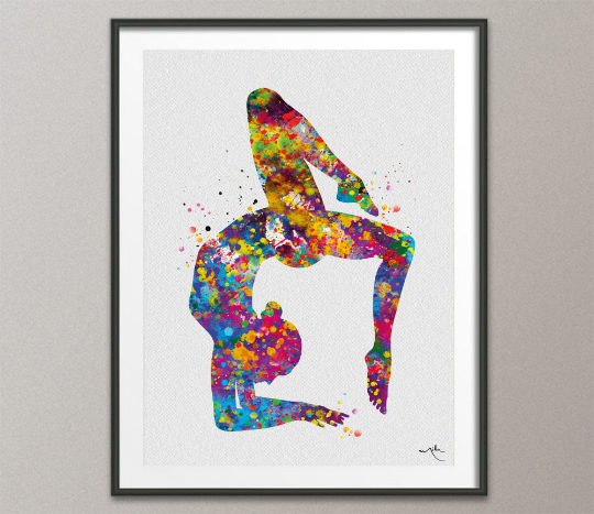 Yoga Art, Yoga Print, Yoga Girl Watercolor, Vrischikasana Pose, Yogi, Yoga Decor, Scorpion Pose, Yoga Wall Decor, Wall Hanging, Gift-1640 - CocoMilla