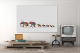 Elephant Family Mom Dad and 5 Babys Art Print Watercolor Painting Wedding Gift Wall Art Parent Gift Wall Decor Home Decor Wall Hanging-1389 - CocoMilla