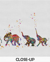 Elephant Family Mom Dad and 5 Babys Art Print Watercolor Painting Wedding Gift Wall Art Parent Gift Wall Decor Home Decor Wall Hanging-1389 - CocoMilla