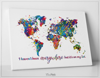World Map Watercolor Print I Haven't Been Everywhere But It's On My List Quote Housewarming Travel Art Wall Home Decor Wall Hanging-1641 - CocoMilla