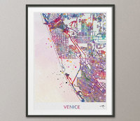 Venice City Map Print Watercolor Art Print Wall Art Italy Venice Street Map Wanderlust Wall Hanging Map of Venice Travel Gift [NO 816] - CocoMilla