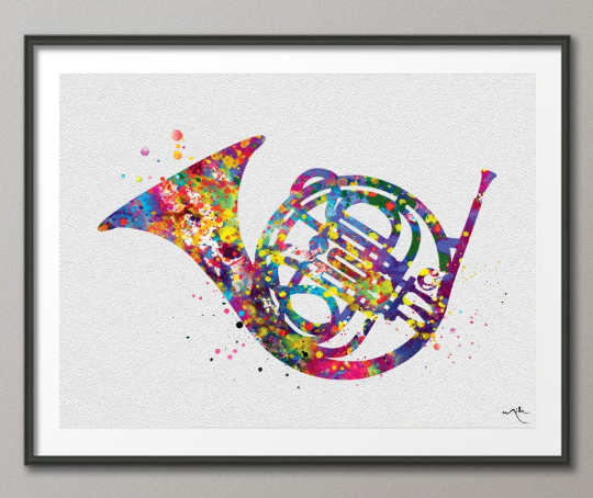 French Horn Music Instrument Watercolor Print All that Jazz Music Wall Art Piccolo Poster Jazz Nerdy Wall Hanging Music Studio Poster-1134 - CocoMilla