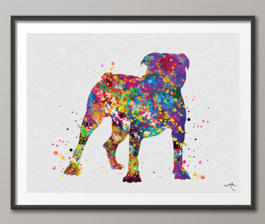 British Bulldog Art Watercolor Dog Print Pet Gift Pet Dog Love Friend Dog English Bulldog Dog Art Dog Wall Art Doglover Gift Dog Print-642 - CocoMilla