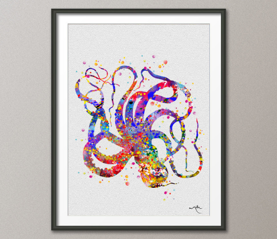 Octopus Sea Life Watercolor illustrations Art Print 8x10 Wall Art Poster Giclee Wall Decor Art Home Decor Wall Hanging [NO 47] - CocoMilla