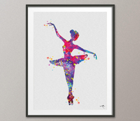 Ballerina 2 Watercolor Print Archival Fine Art Print Children's Nursery Decor Kids Room Princess For Girl Wall Art Wall Hanging [No 759] - CocoMilla