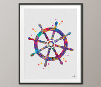 Ship Wheel Nautical Watercolor Painting Coastal Living Sea Art Sailor Wall Art Poster Giclee Wall Art Decor Home Decor Wall Hanging [795] - CocoMilla