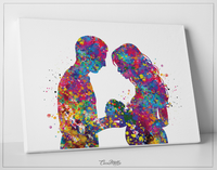 Father and Pregnant Mother with Baby Watercolor Print New Mom and Father Parents Love Gift Wall Art Family Wedding Gift Art Home Decor-1665 - CocoMilla