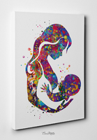 Breastfeeding Mother Watercolor Print Mom Newborn Doula Pregnancy Gift Obstetrician Nursing Baby Shower New Mum Art Clinic Midwife Gift-458 - CocoMilla