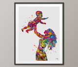 Mother Holding Baby Watercolor Print Mother and Baby Parent Love Boy Girl Family with Kids Birthday New Mum Baby Shower Nursery Gift-1244 - CocoMilla