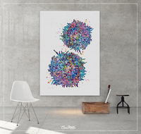 T-Cells Watercolor Print Immune Cells Medical Art Science Histology T Cells Biology Art Oncology immunology Clinic Office Cancer Chemo-1473 - CocoMilla