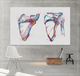 Scapula and Clavicle Shoulder Bones Watercolor Print Human Body Anatomy Medical Art Physiotherapists Chiropractic Skeletal Orthopedic-1223 - CocoMilla