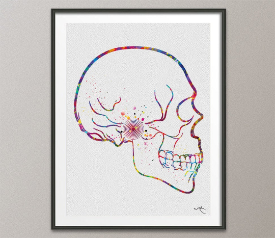 Temporomandibular Joint Treatment Watercolor Print TMJ Doctor Mandible Jaw Bone Tooth Teeth Medical Art Dental Clinic Office Dentist-1661 - CocoMilla