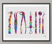 Dentist Tools Watercolor Print Tooth Medical Art Surgeon Dental Clinic Decor Gift Dental Instruments Dentistry Office Graduaiton Gift-240 - CocoMilla