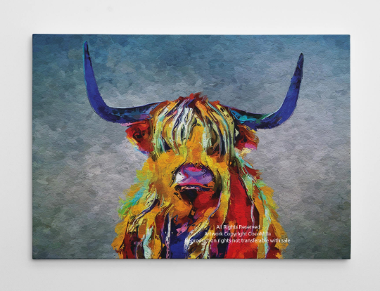 MooTella, Highland Cow oil painting, Canvas print, Highland Cow Print, Cattle, Abstract painting, Abstract art, Scottish Cow, Cow Art-925 - CocoMilla