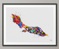 Curacao Map Watercolor Print Caribbean Islands Wall Art Wedding Gift Honeymoon Gift Map Wall Hanging Travel Anniversary Gift Wall Decor-1657 - CocoMilla