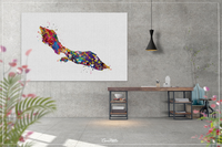 Curacao Map Watercolor Print Caribbean Islands Wall Art Wedding Gift Honeymoon Gift Map Wall Hanging Travel Anniversary Gift Wall Decor-1657 - CocoMilla