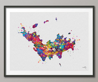 Saint Barthelemy Map Watercolor Print Islands Wall Art Wedding Gift Honeymoon Gift Map Wall Hanging Travel Anniversary Gift Wall Decor-1656 - CocoMilla