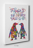 Penguin Couple Watercolor Print Together is our favourite place to be Quote Typography Friendship Wall Art Valentines Housewarming Gift-912 - CocoMilla