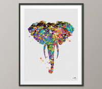 Elephant Head Watercolor Painting Print African Art Geek Kids Wall Art Animal Wall Decor Wedding Gift Home Decor Wall Hanging [NO 658] - CocoMilla