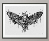 Deaths Head Hawk Moth Watercolor Art Print Totem Animal Wall Art insect collectable Wall Decor insect art Wall Hanging Gothic Dark Decor-836 - CocoMilla