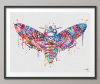 Deaths Head Hawk Moth Watercolor Art Print Totem Animal Wall Art insect collectable Wall Decor insect art Wall Hanging Gothic Dark Decor-836 - CocoMilla