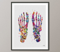 Foot Bones Watercolor Print Skeletal Foot Bones Medical Art Science Art Orthopedic Surgery Art Nurse Art Skeleton Print Clinic Decor-1004 - CocoMilla