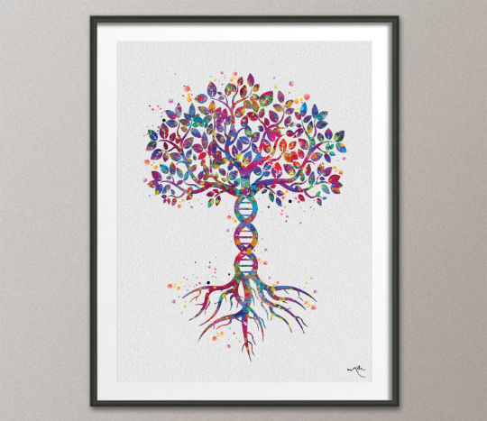 DNA Tree Watercolor Art Print Medical Symbol Wall Art Nurse Gift Medical Science Art Gift Doctor Home Decor Biology Office Science Decor-577 - CocoMilla